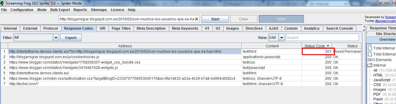 Comprobar redirecciones con Screaming Frog Comprobar redirecciones con Screaming Frog