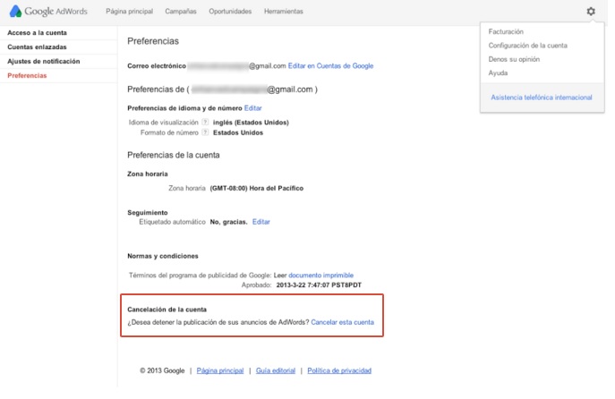 Eliminar Cuenta Google AdWords Cancelar y Eliminar Cuenta Google Adwords