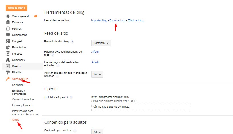Exportar cotenidos de Blogger Migrar blogger a wordpress