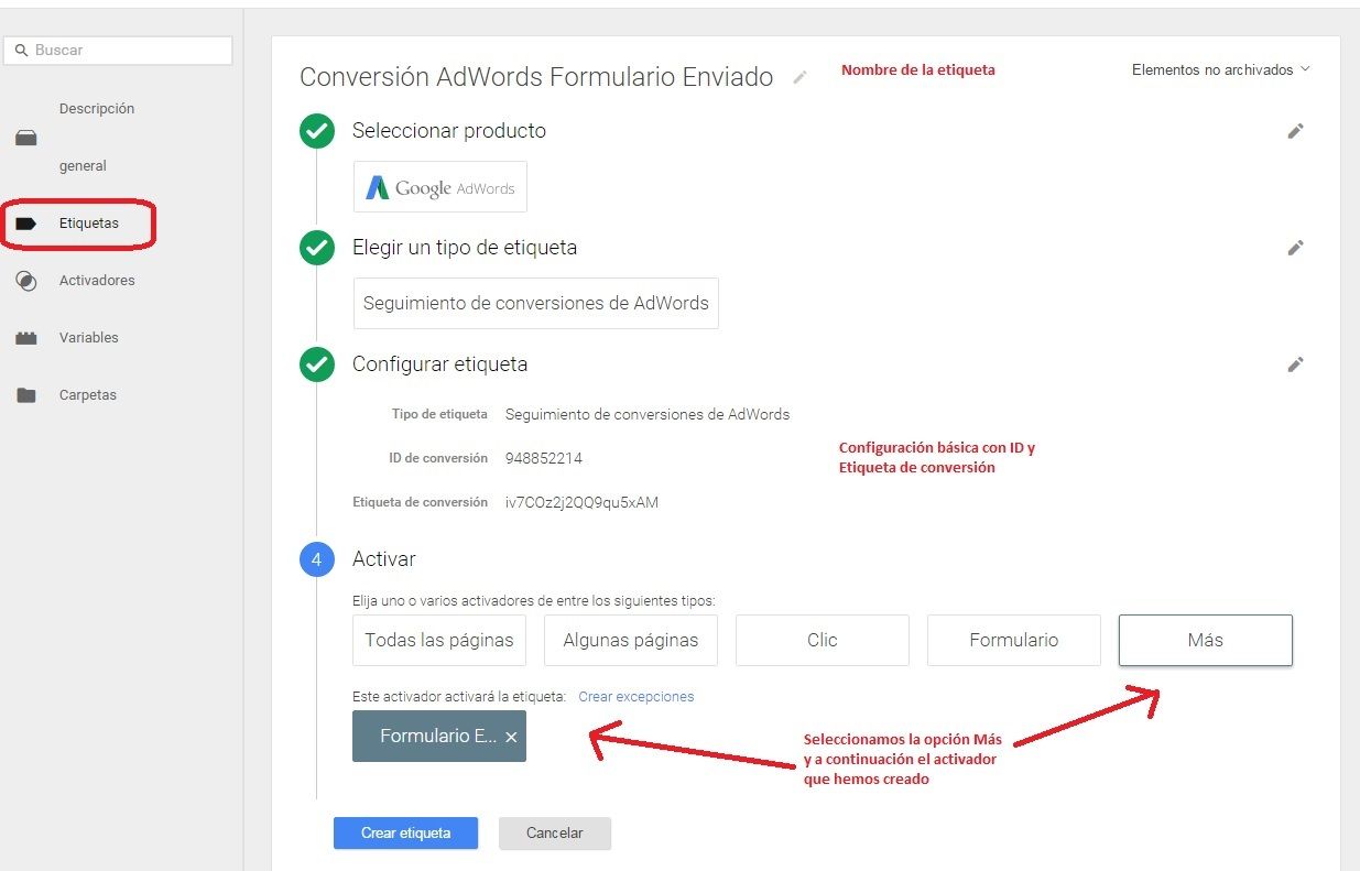 Conversiones Google Adwords a través de Tag Manager Conversiones Google Adwords a través de Tag Manager