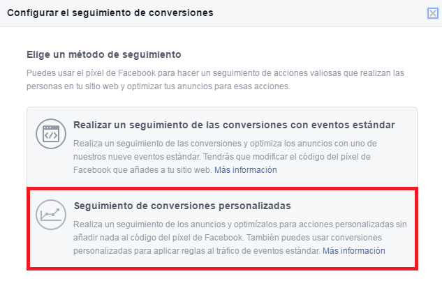 Seguimiento de conversiones personalizadas Seguimiento de conversiones personalizadas