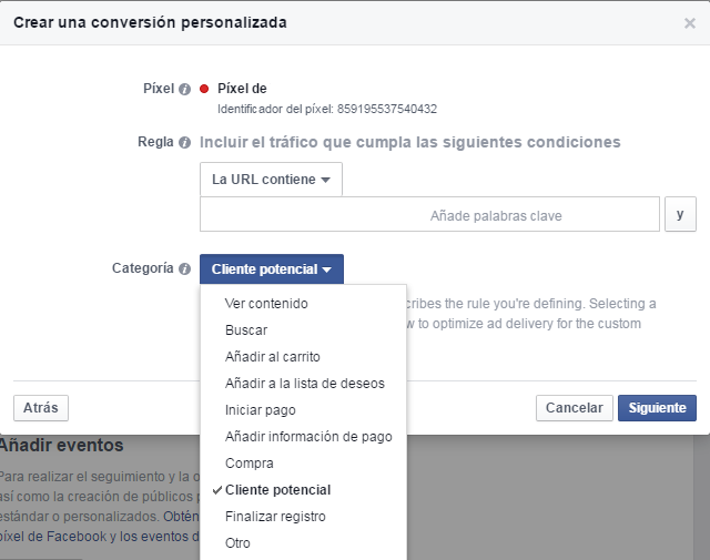 Reglas para activar el pixel y la categoría de la conversión Reglas para activar el pixel y la categoría de la conversión